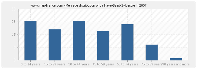 Men age distribution of La Haye-Saint-Sylvestre in 2007